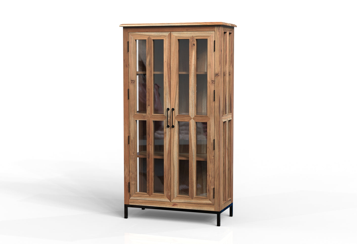 Tomas 38" 2 Door Glass Front Cabinet - Natural