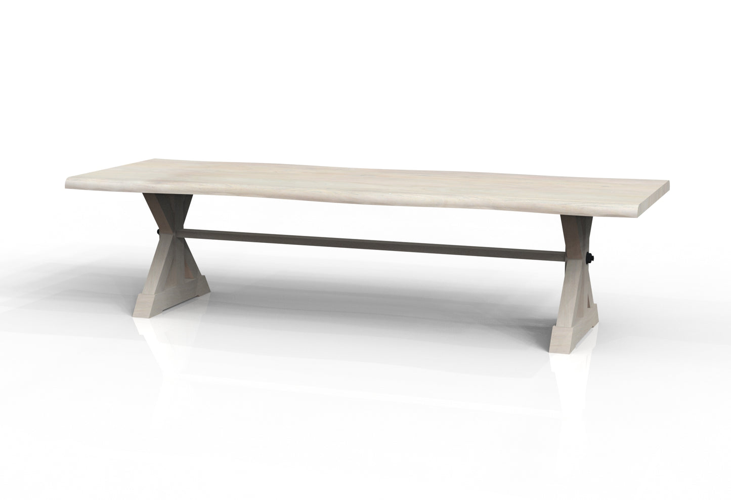 Malcolm Acacia 120" Live Edge Dining Table - New White Wash