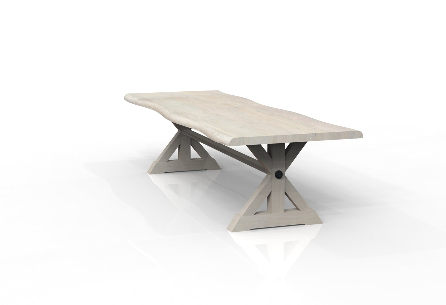 Malcolm Acacia 120" Live Edge Dining Table - New White Wash
