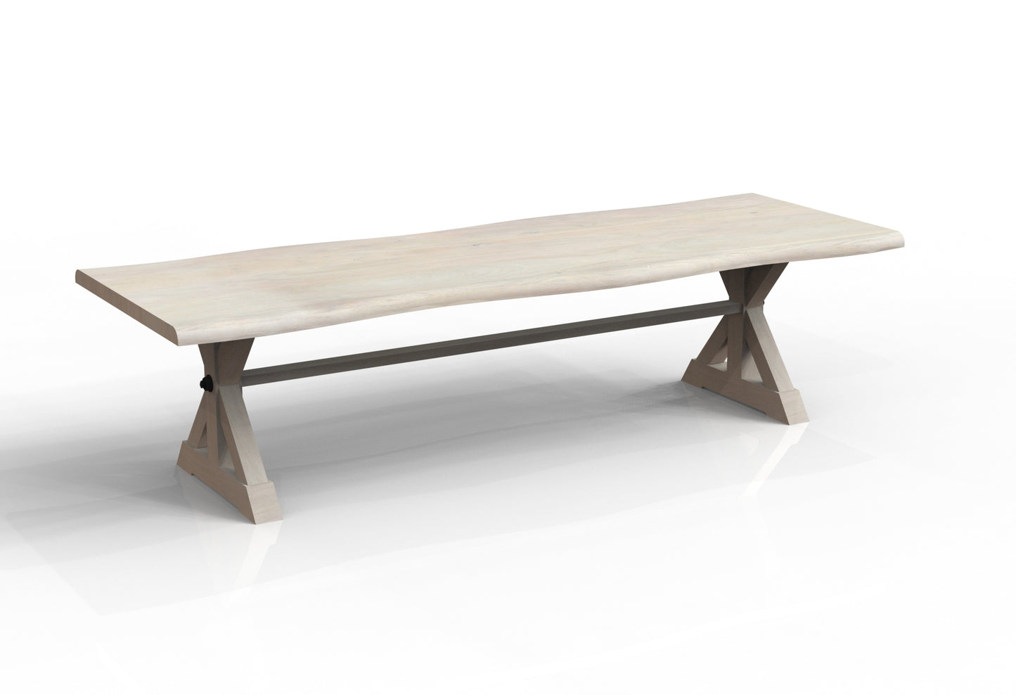 Malcolm Acacia 120" Live Edge Dining Table - New White Wash