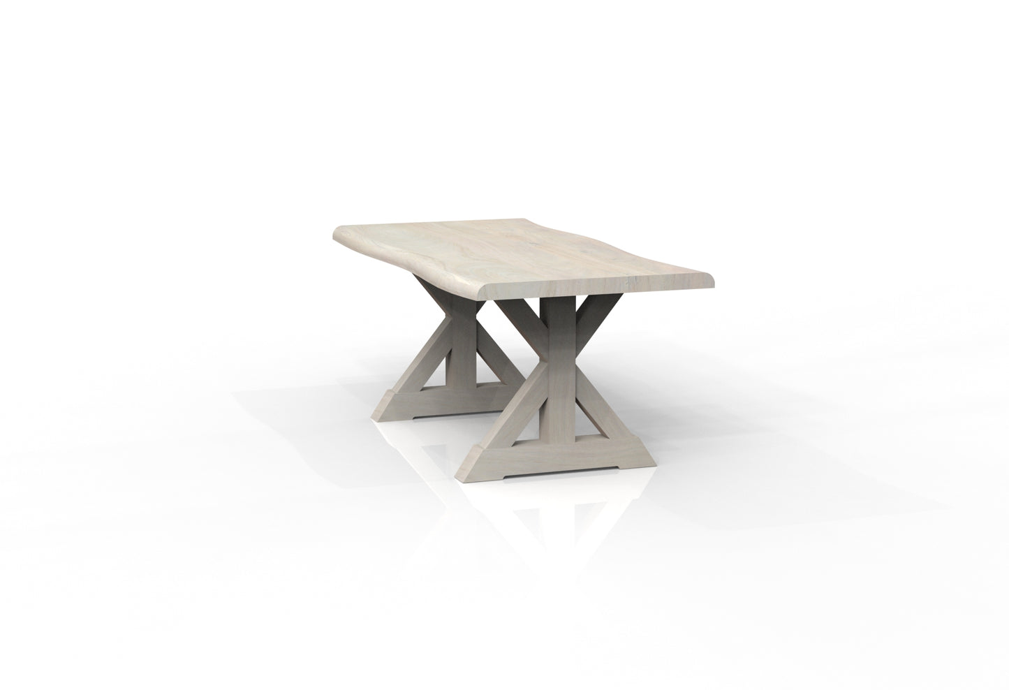 Malcolm Acacia 72' Live Edge Dining Table - New White Wash