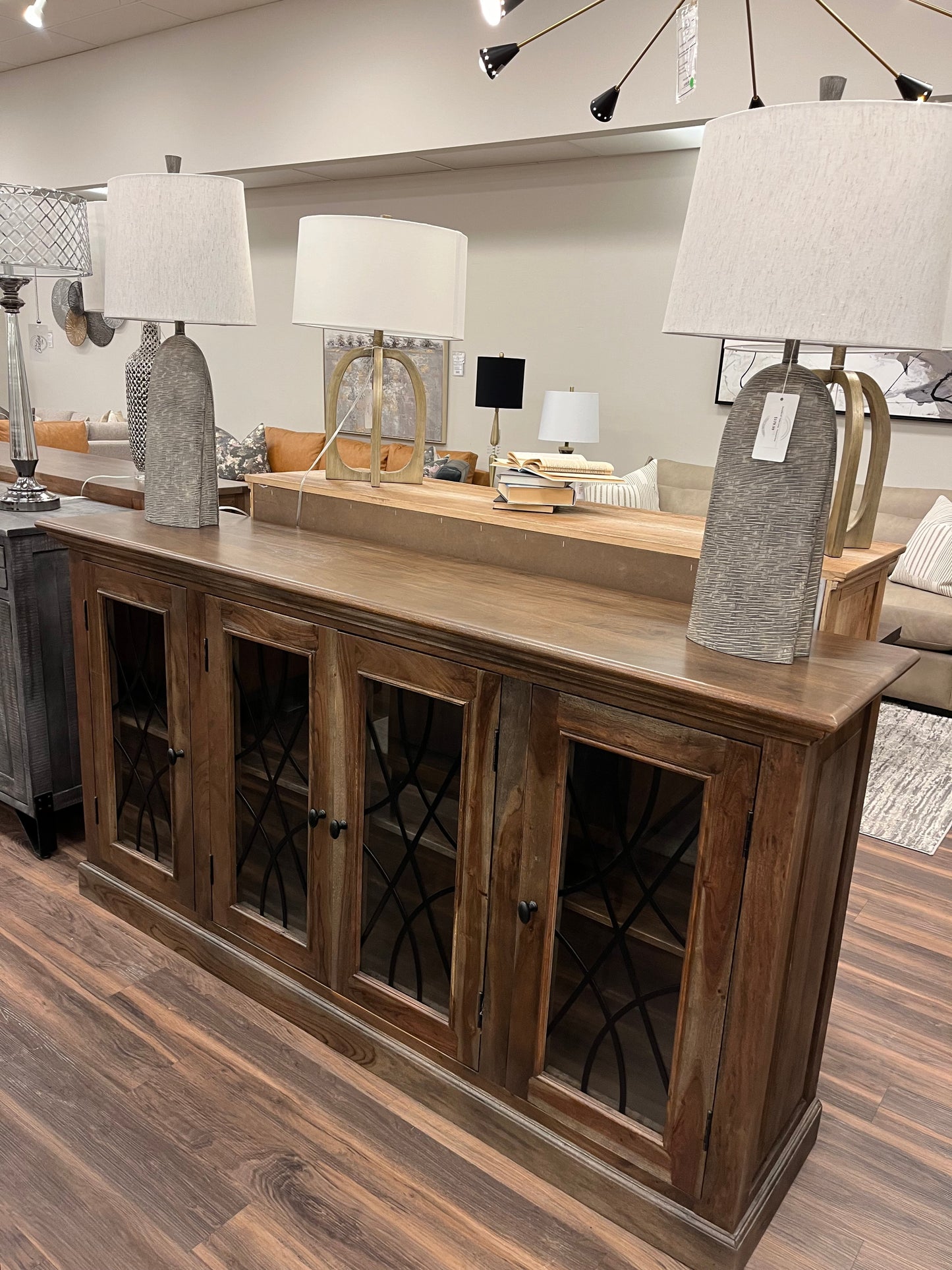 Morrison 76" 4 Door Sideboard - Natural + Smoke