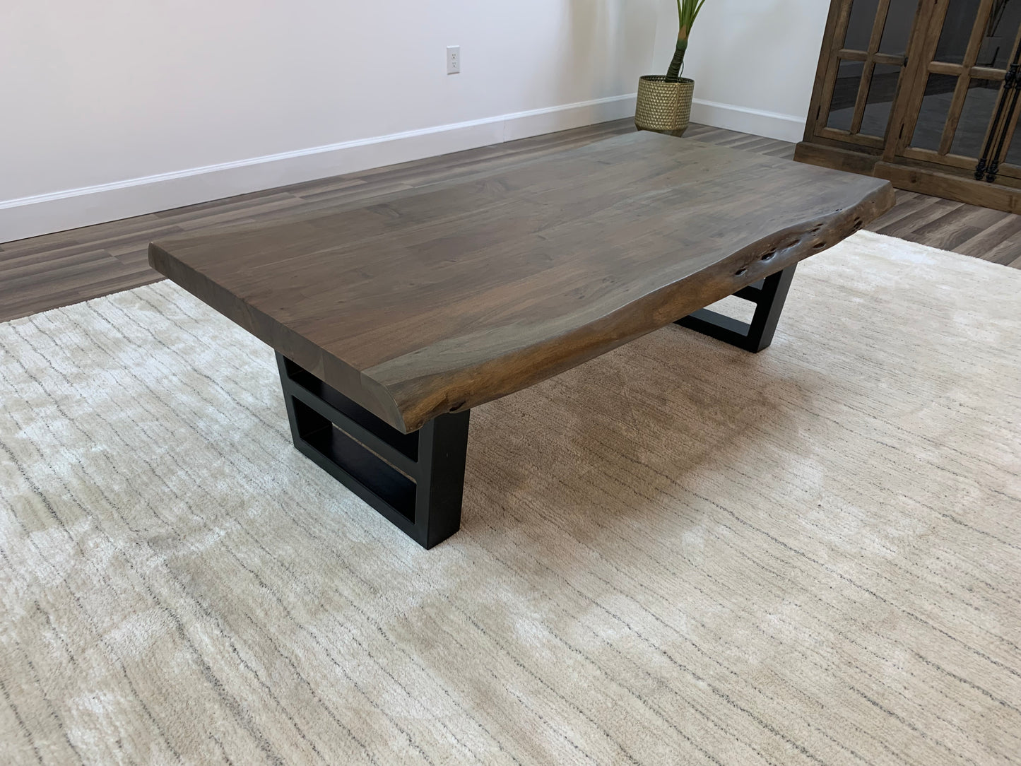 Malcolm Acacia 60" Live Edge Coffee Table - Natural + Smoke