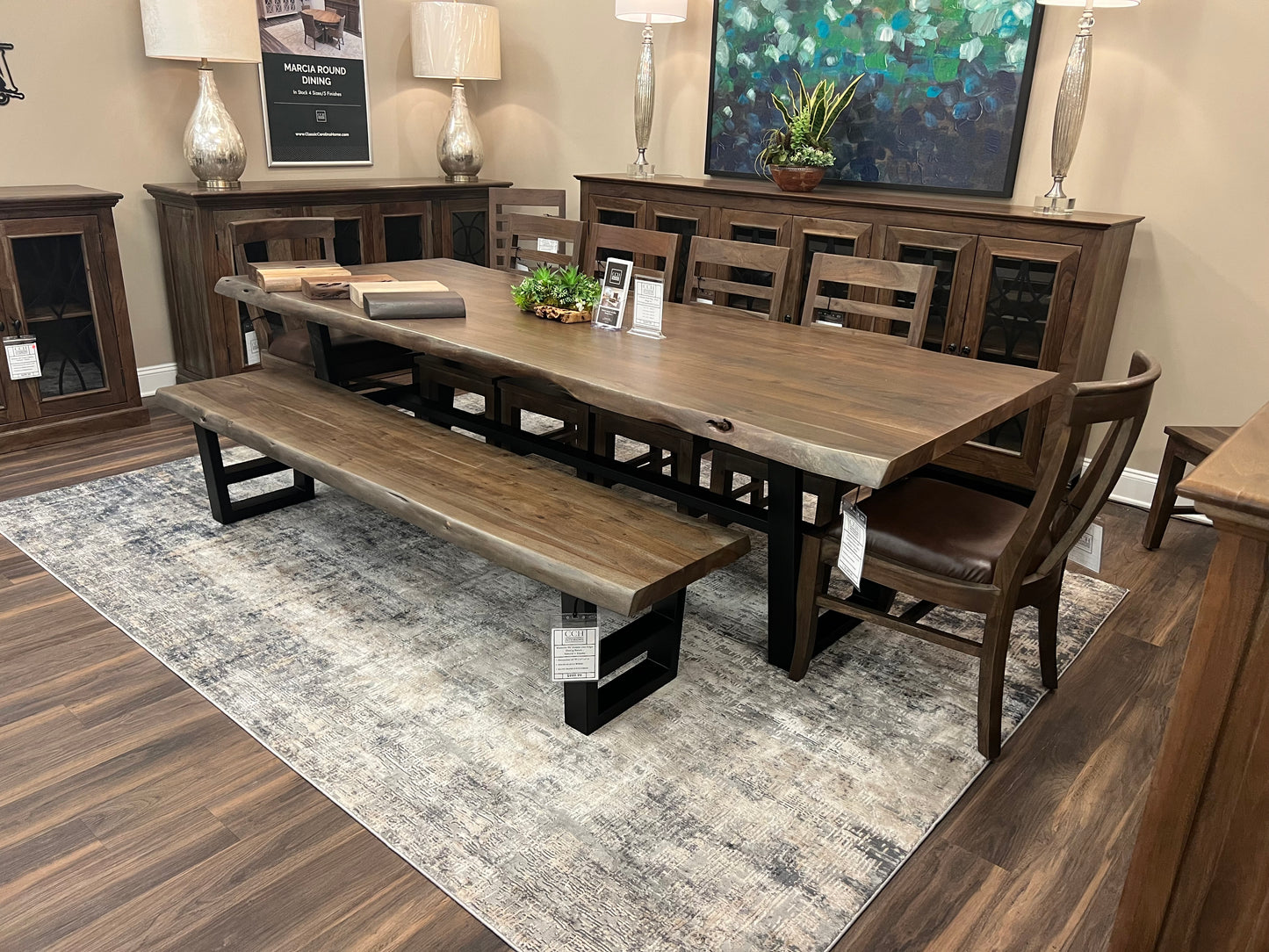 Malcolm Acacia 108" Live Edge Dining Table - Natural + Smoke