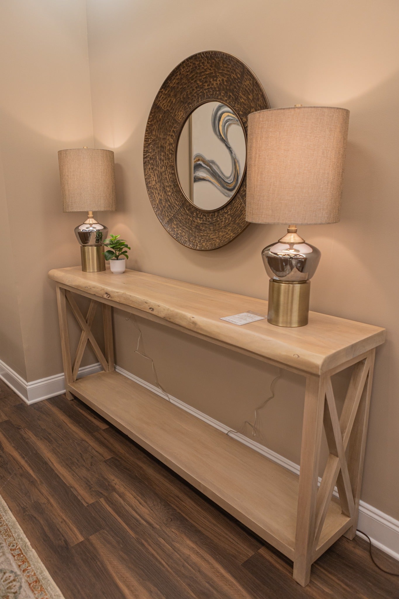 Malcolm Acacia 80" Live Edge Console Table - New White Wash
