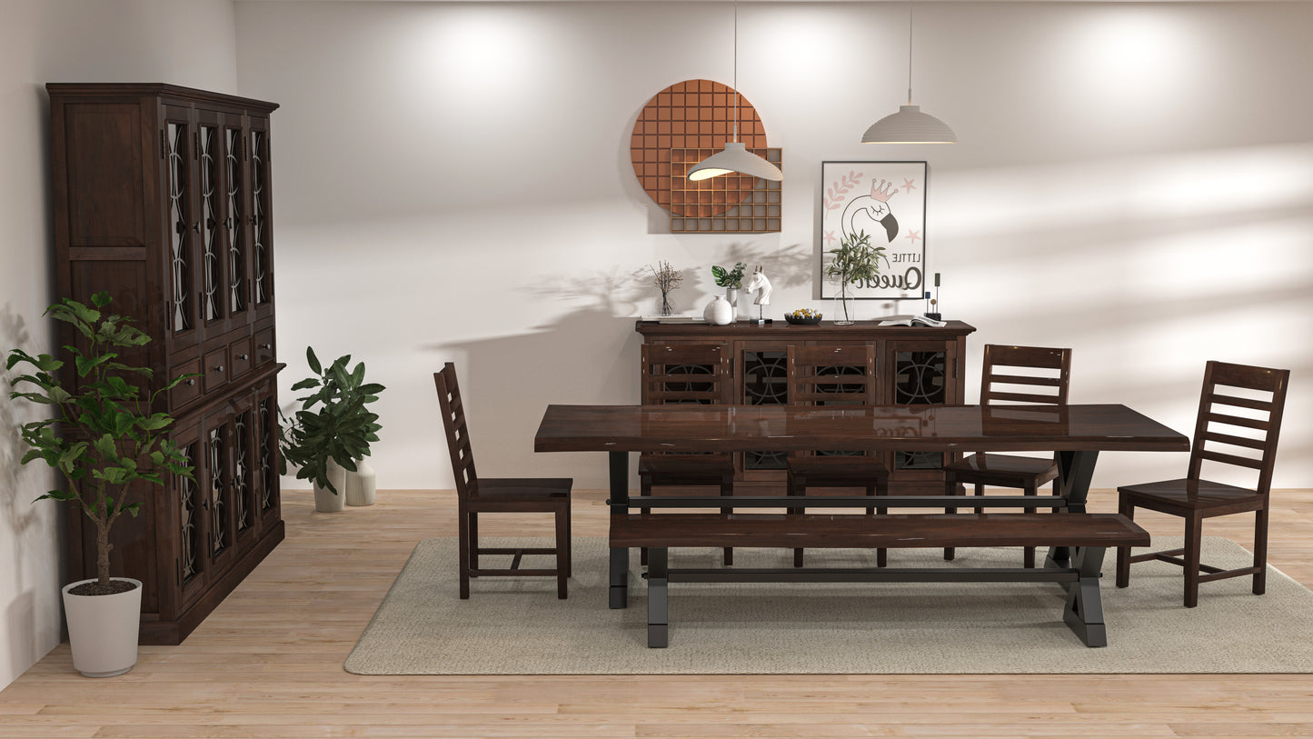 Malcolm Acacia 96" Live Edge Dining Table - Natural + Black
