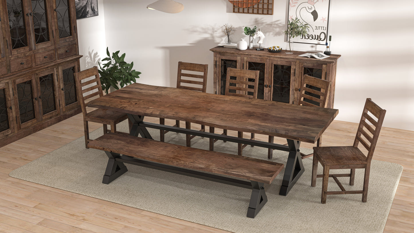 Malcolm Acacia 96" Live Edge Dining Table - Natural + Smoke