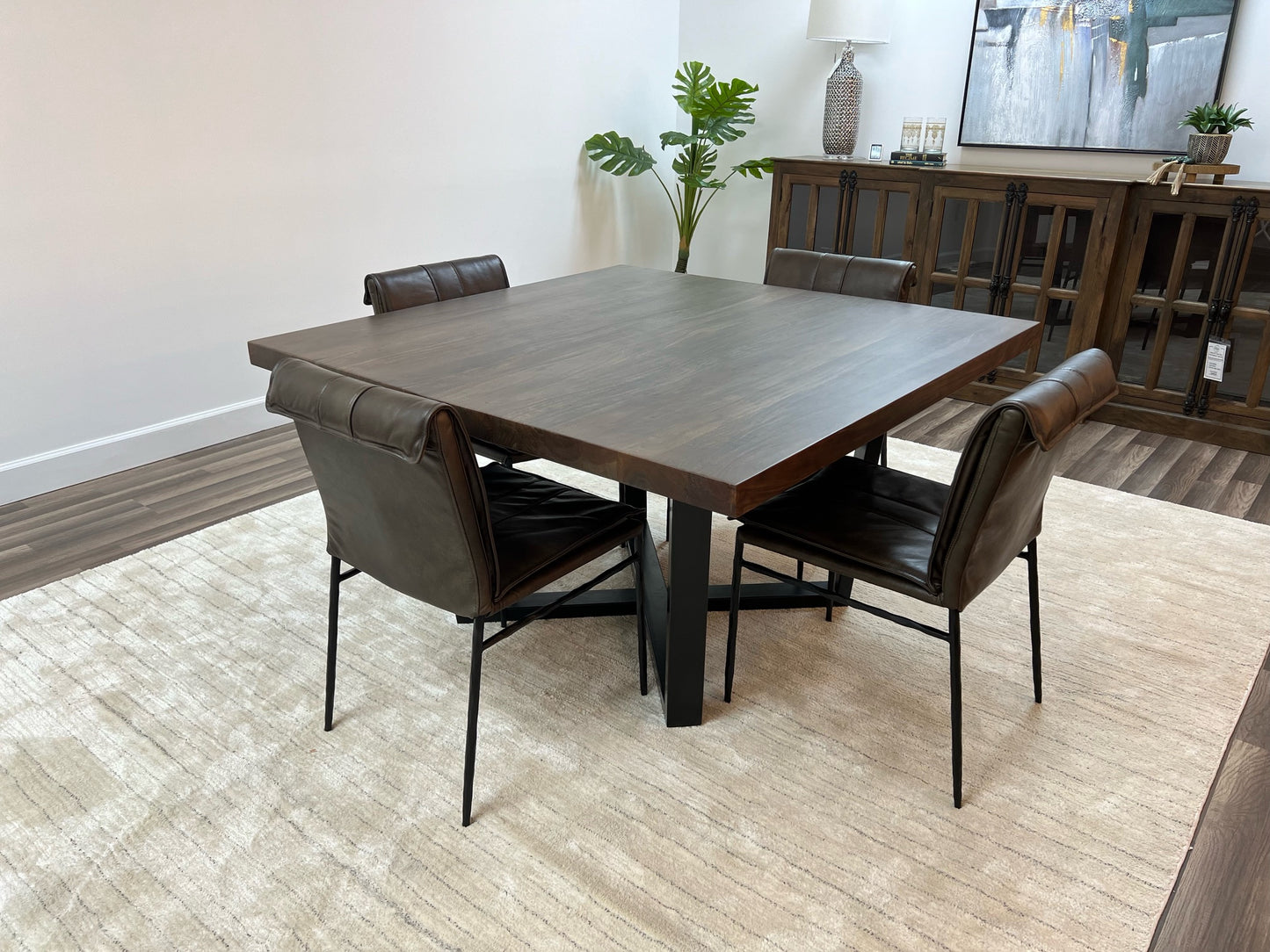 Maxwell Acacia 54" Square Dining Table - Natural + Smoke