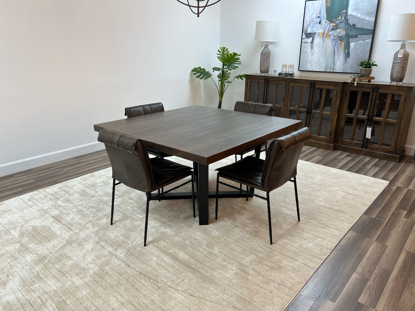 Maxwell Acacia 54" Square Dining Table - Natural + Smoke