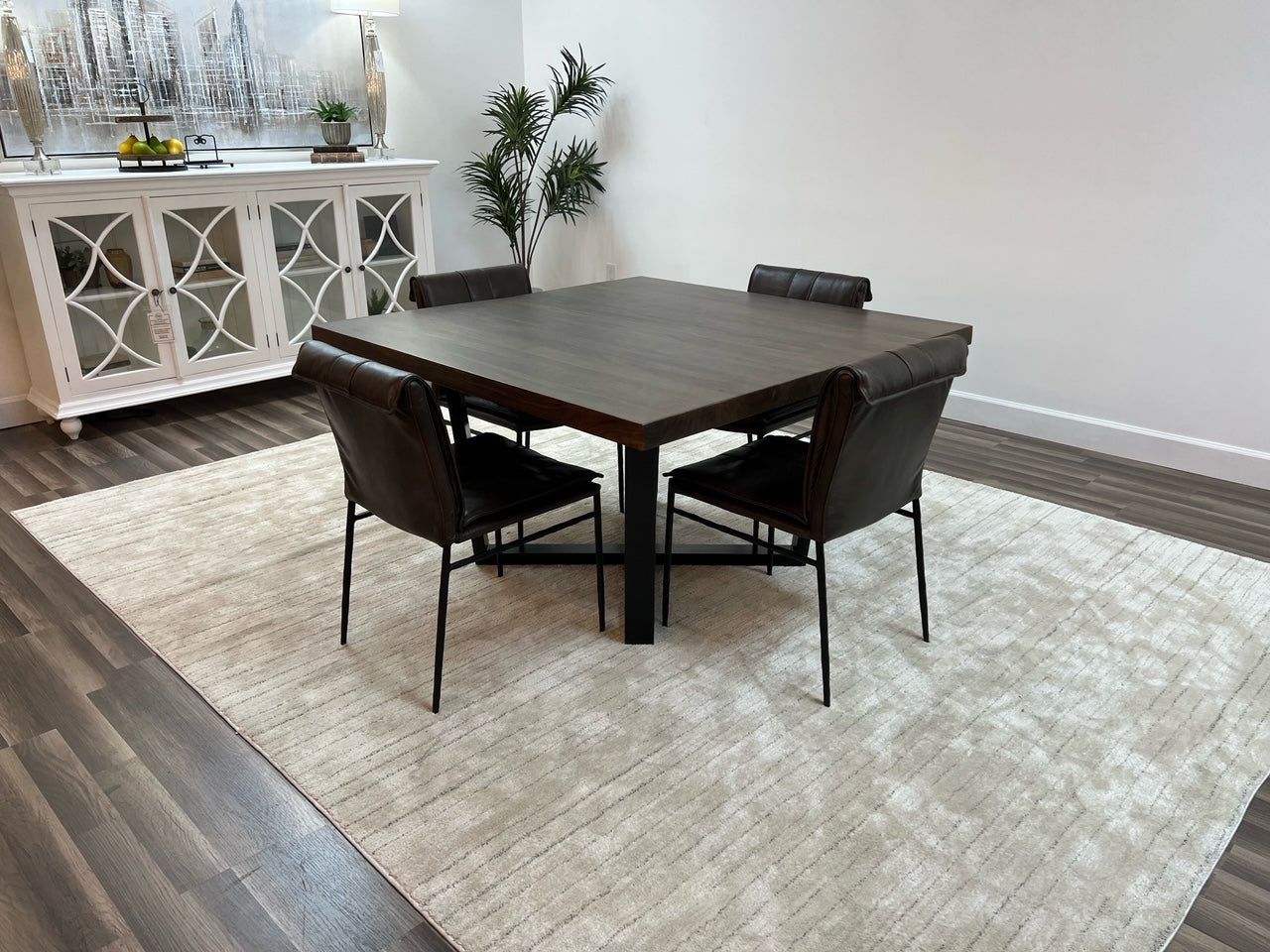Maxwell Acacia 54" Square Dining Table - Natural + Smoke