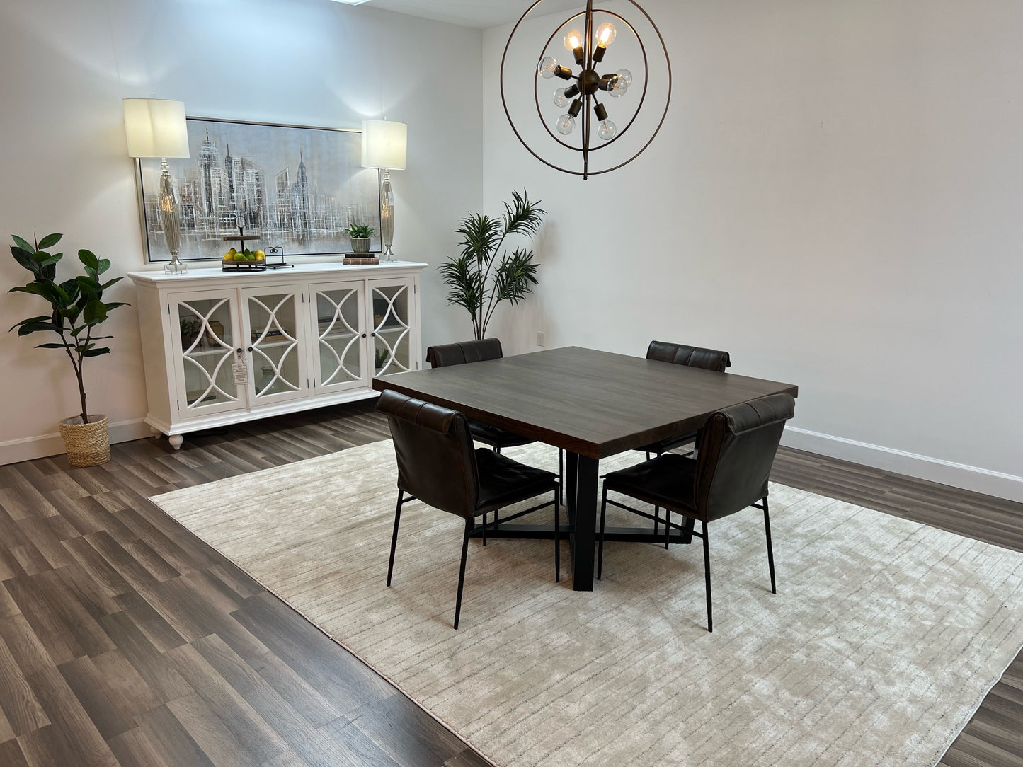 Maxwell Acacia 54" Square Dining Table - Natural + Smoke