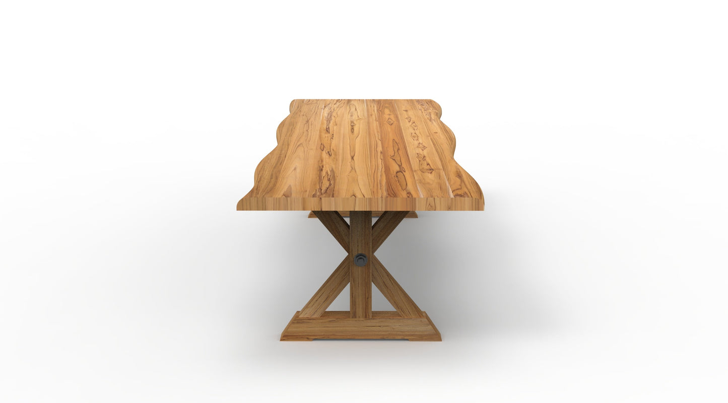 Bartholomew 120" Teak Live Edge Dining Table - Natural