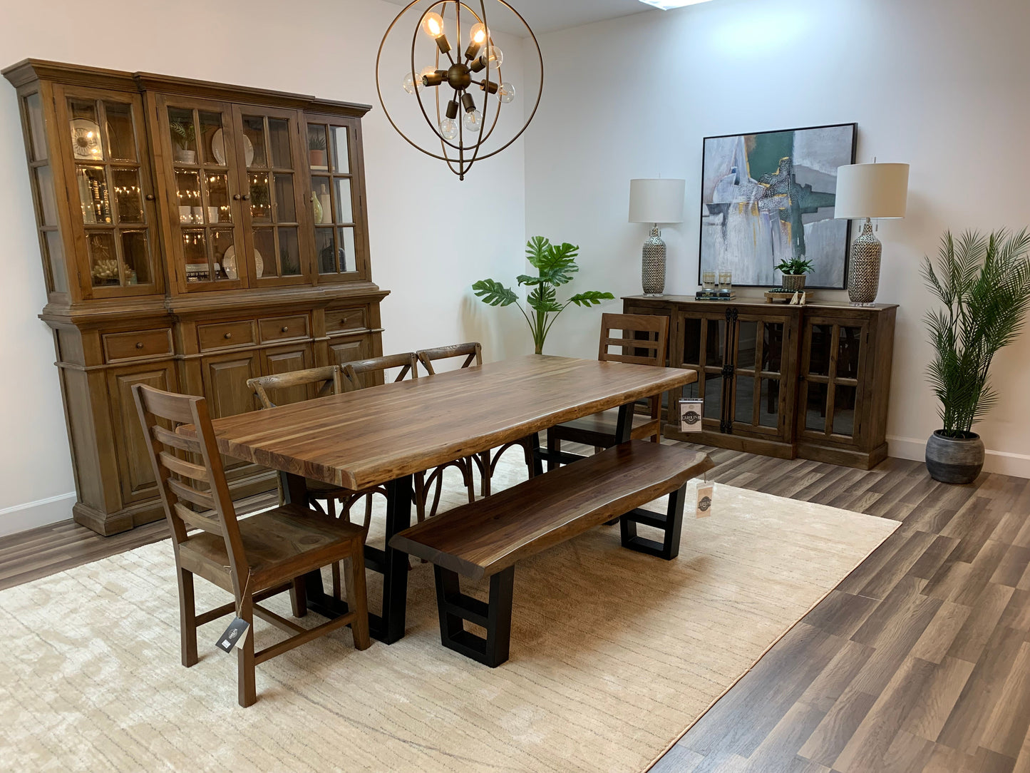 Malcolm Acacia 84" Live Edge Dining Table - Natural + Gray