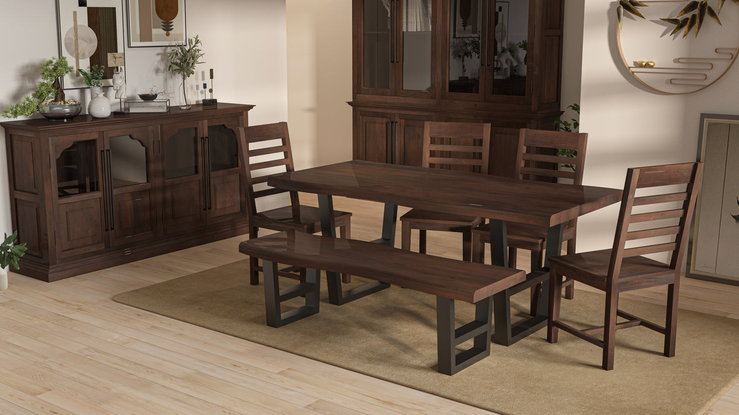 Malcolm Acacia 72" Live Edge Dining Table - Natural + Black