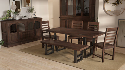 Malcolm Acacia 72" Live Edge Dining Table - Natural + Black