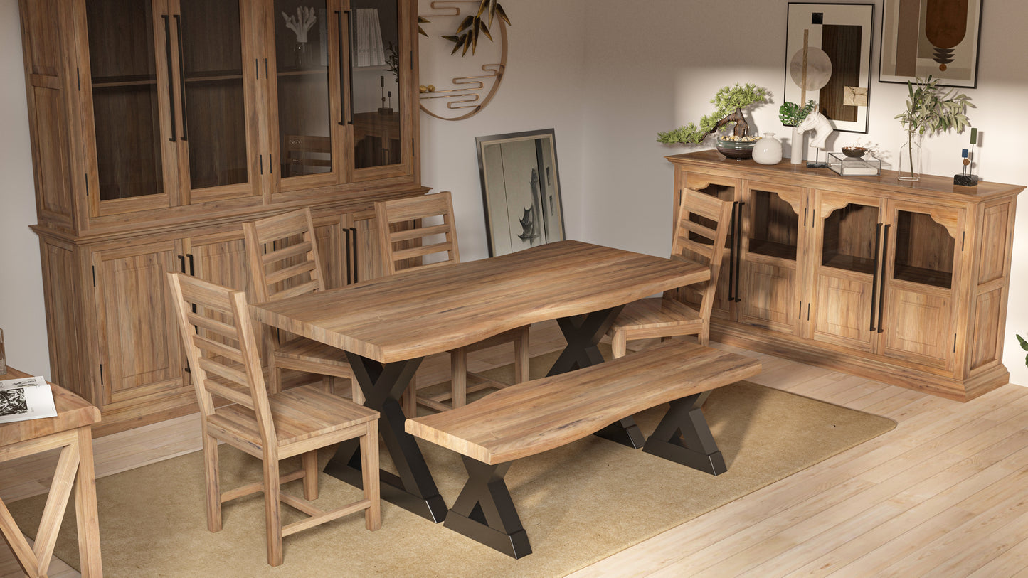 Malcolm Acacia 72" Live Edge Dining Table - Natural + Gray