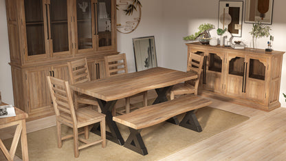 Malcolm Acacia 72" Live Edge Dining Table - Natural + Gray
