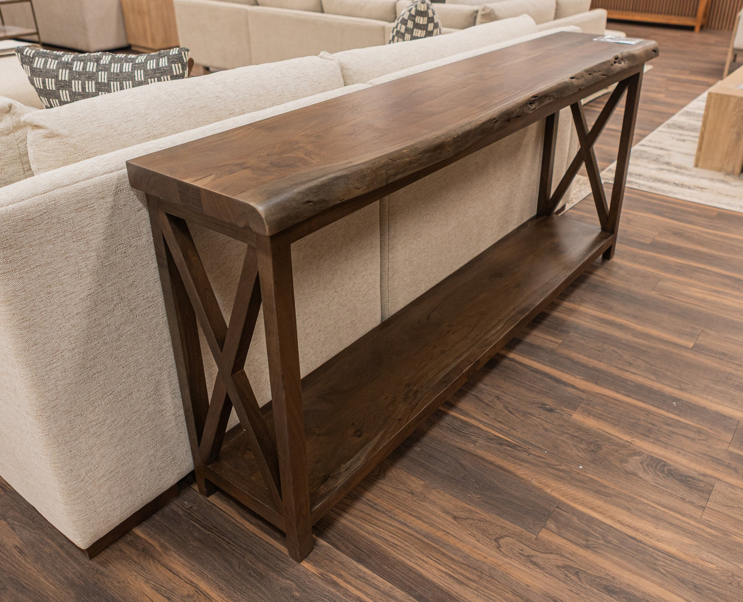 Malcolm Acacia 80" Live Edge Console Table - Natural + Black