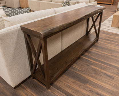 Malcolm Acacia 80" Live Edge Console Table - Natural + Black