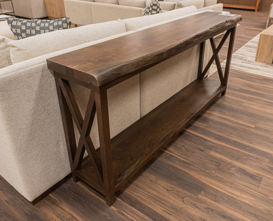 Malcolm Acacia 80" Live Edge Console Table - Natural + Black