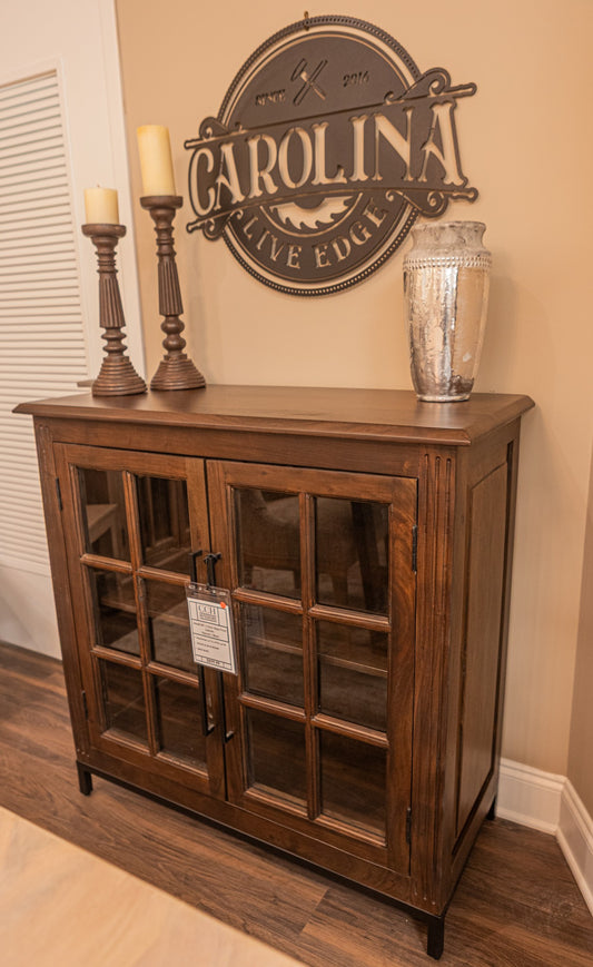Atwell 40" 2 Door Glass Front Cabinet - Natural + Smoke