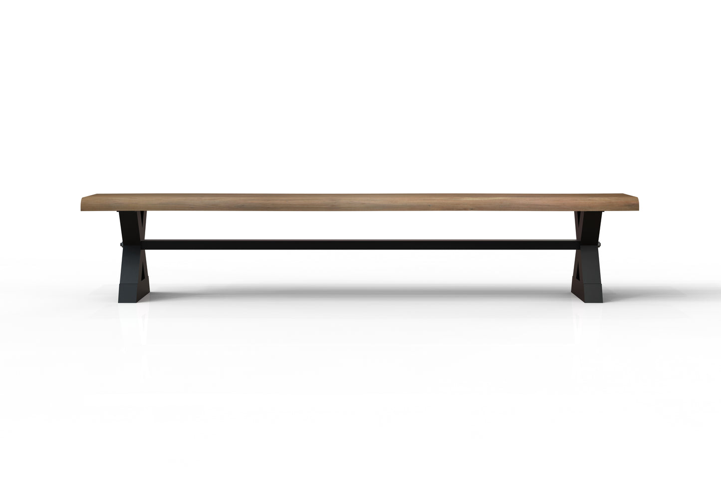 Malcolm 96" Acacia Live Edge Dining Bench - Natural + Gray