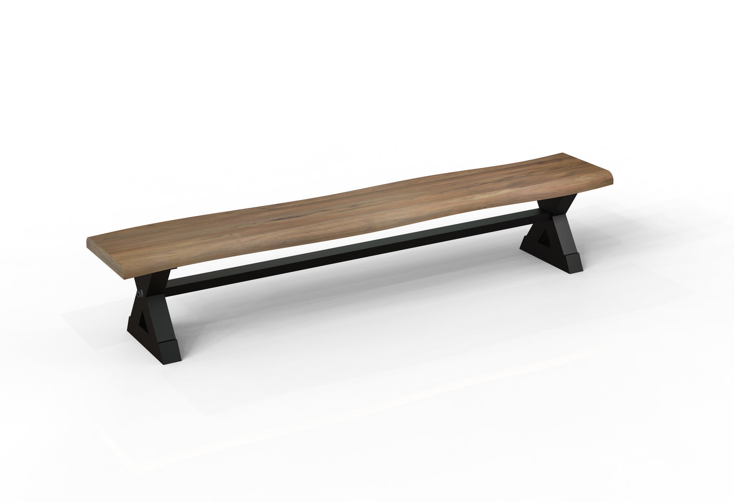 Malcolm 96" Acacia Live Edge Dining Bench - Natural + Gray