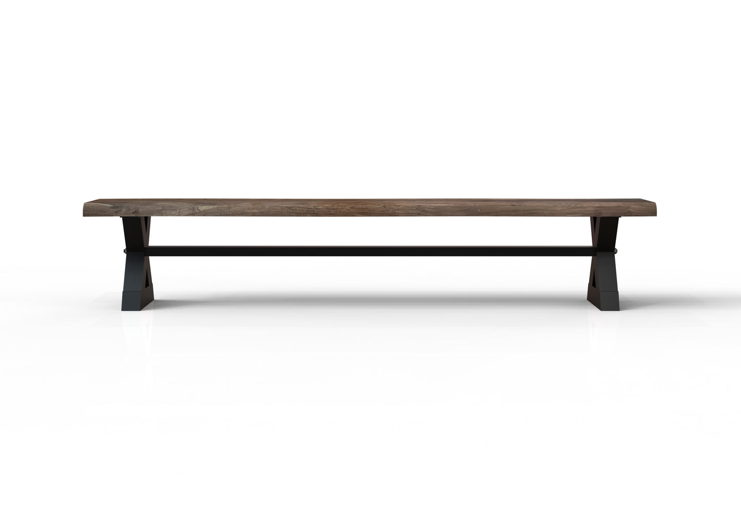 Malcolm 96" Acacia Live Edge Dining Bench - Natural + Smoke