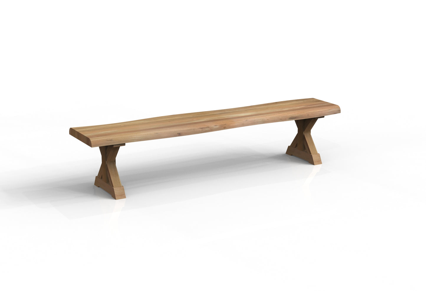 Malcolm 84" Acacia Live Edge Dining Bench - Natural + Gray