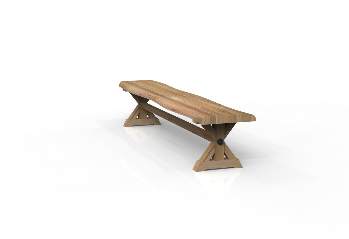 Malcolm 96" Acacia Live Edge Dining Bench - Natural + Gray