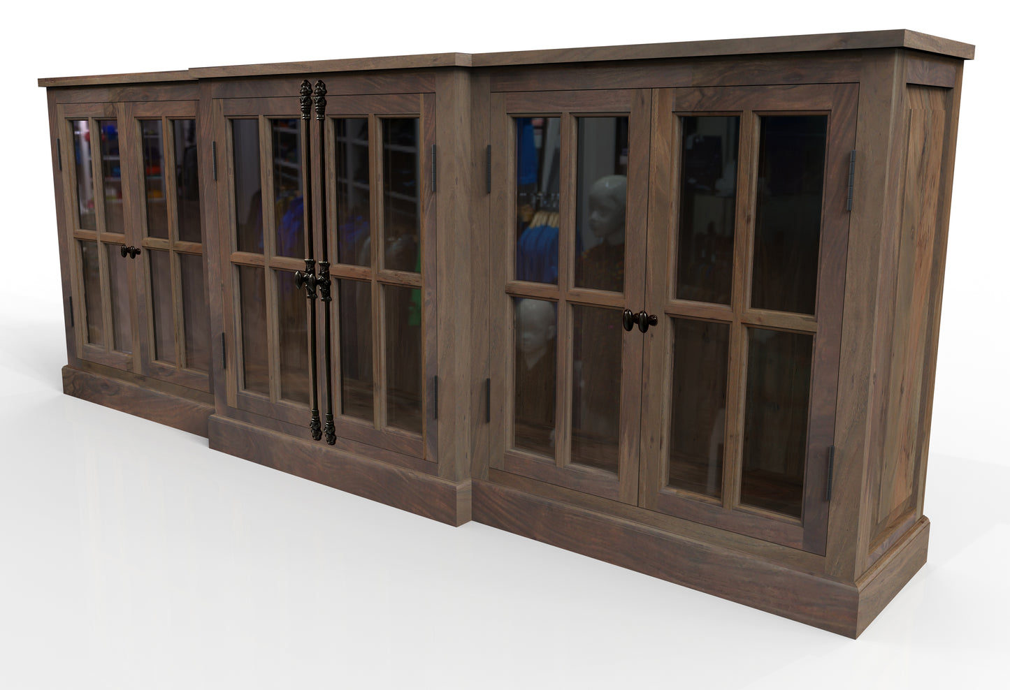 Billings 100" Breakfront 6 Door Sideboard - Natural + Smoke