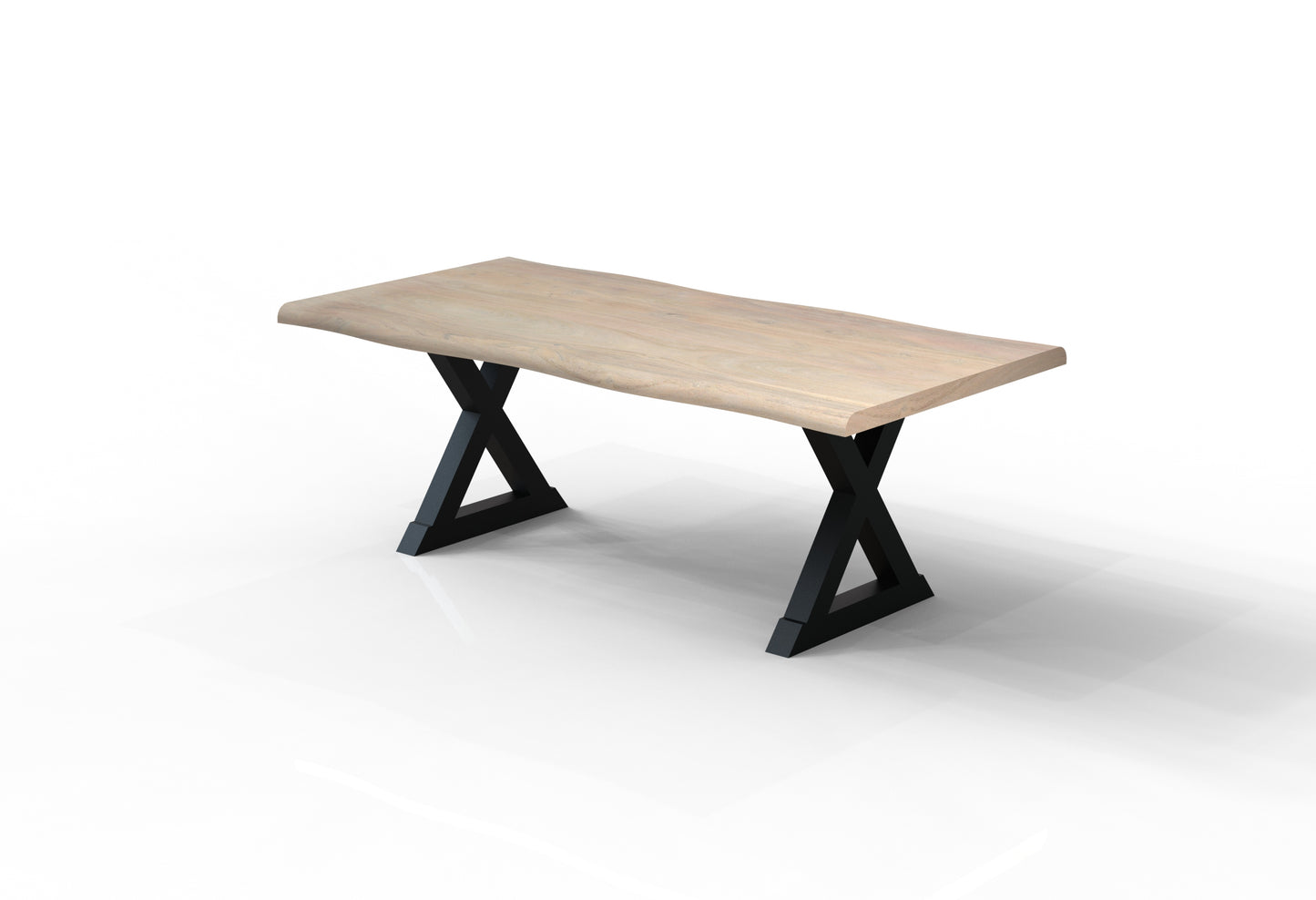 Malcolm Acacia 84" Live Edge Dining Table - New White Wash