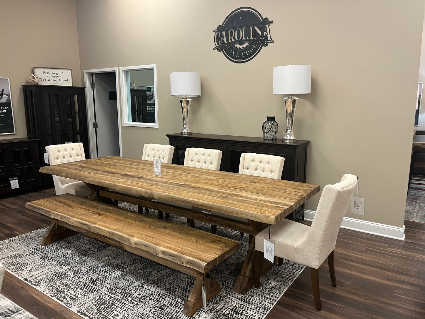 Bartholomew 120" Teak Live Edge Dining Table - Natural