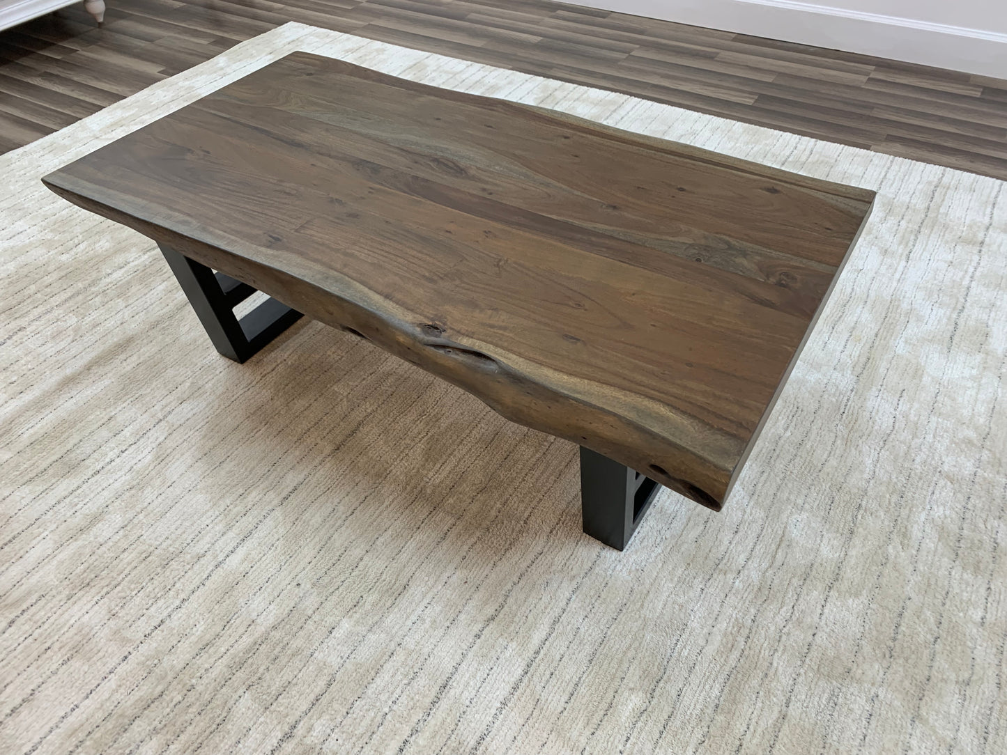 Malcolm Acacia 52" Live Edge Coffee Table - Natural + Smoke