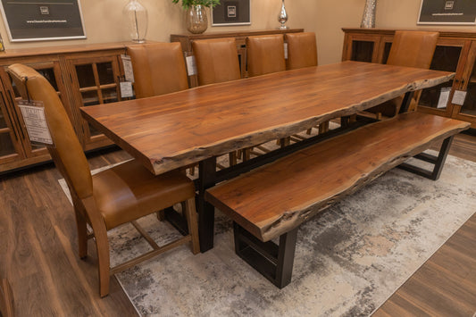 Malcolm Acacia 108" Live Edge Dining Table - Natural + Gray