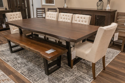 Malcolm Acacia 108" Live Edge Dining Table - Natural + Smoke