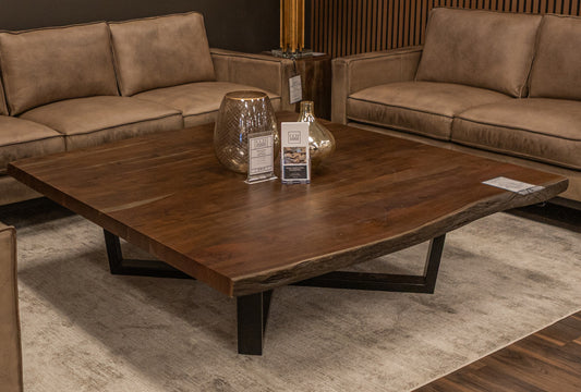Malcolm Acacia 60" Square Live Edge Coffee Table - Natural + Smoke