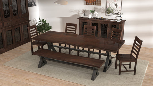 Malcolm Acacia 96" Live Edge Dining Table - Natural + Black