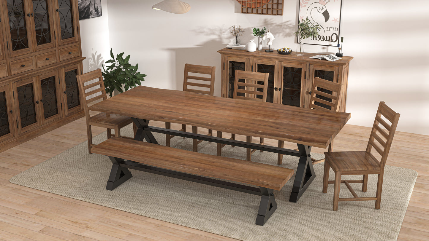 Malcolm Acacia 96" Live Edge Dining Table - Natural + Gray