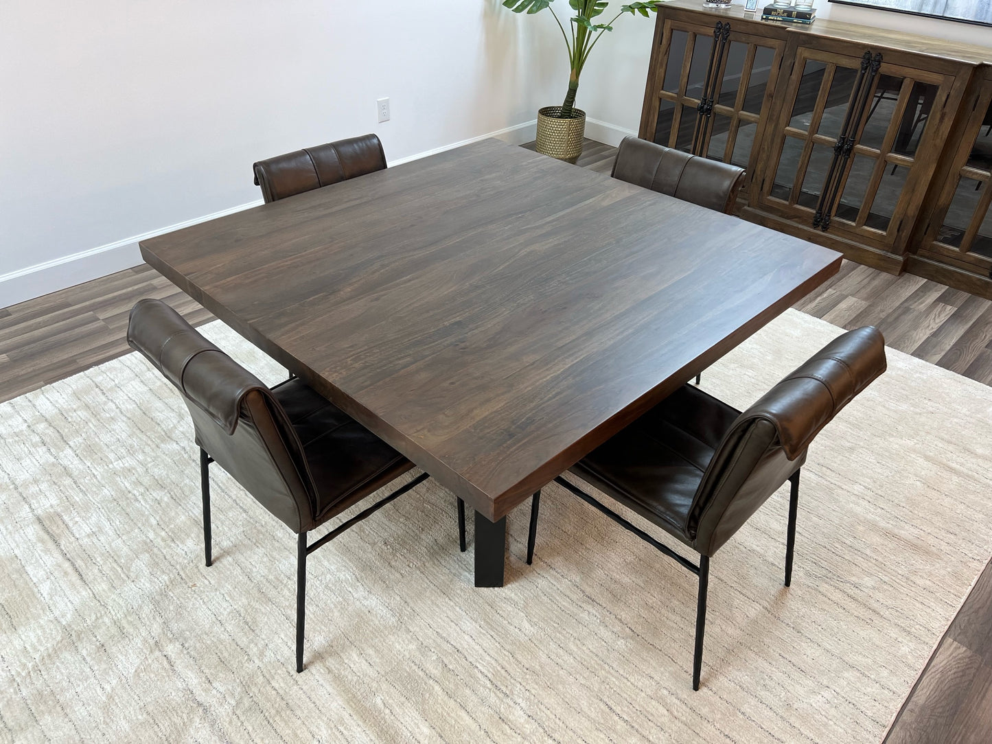 Maxwell Acacia 54" Square Dining Table - Natural + Smoke
