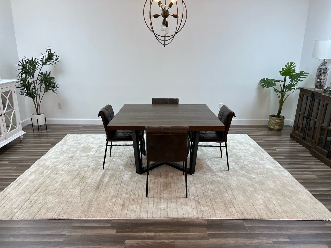 Maxwell Acacia 54" Square Dining Table - Natural + Smoke