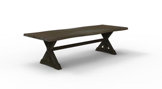 Bartholomew 108" Teak Live Edge Dining Table - Natural + Black