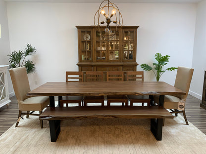 Malcolm Acacia 108" Live Edge Dining Table - Natural + Gray
