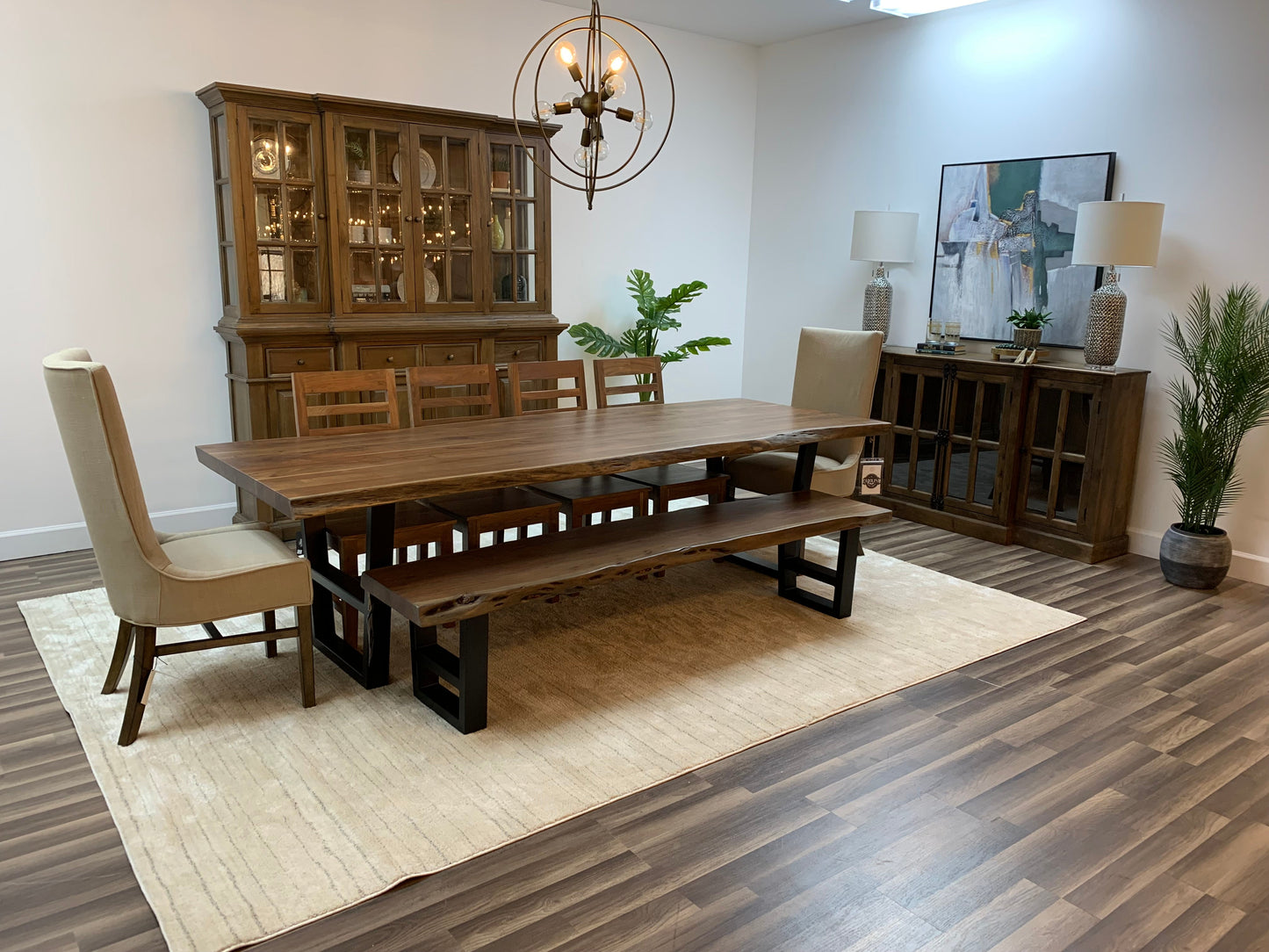 Malcolm Acacia 108" Live Edge Dining Table - Natural + Gray