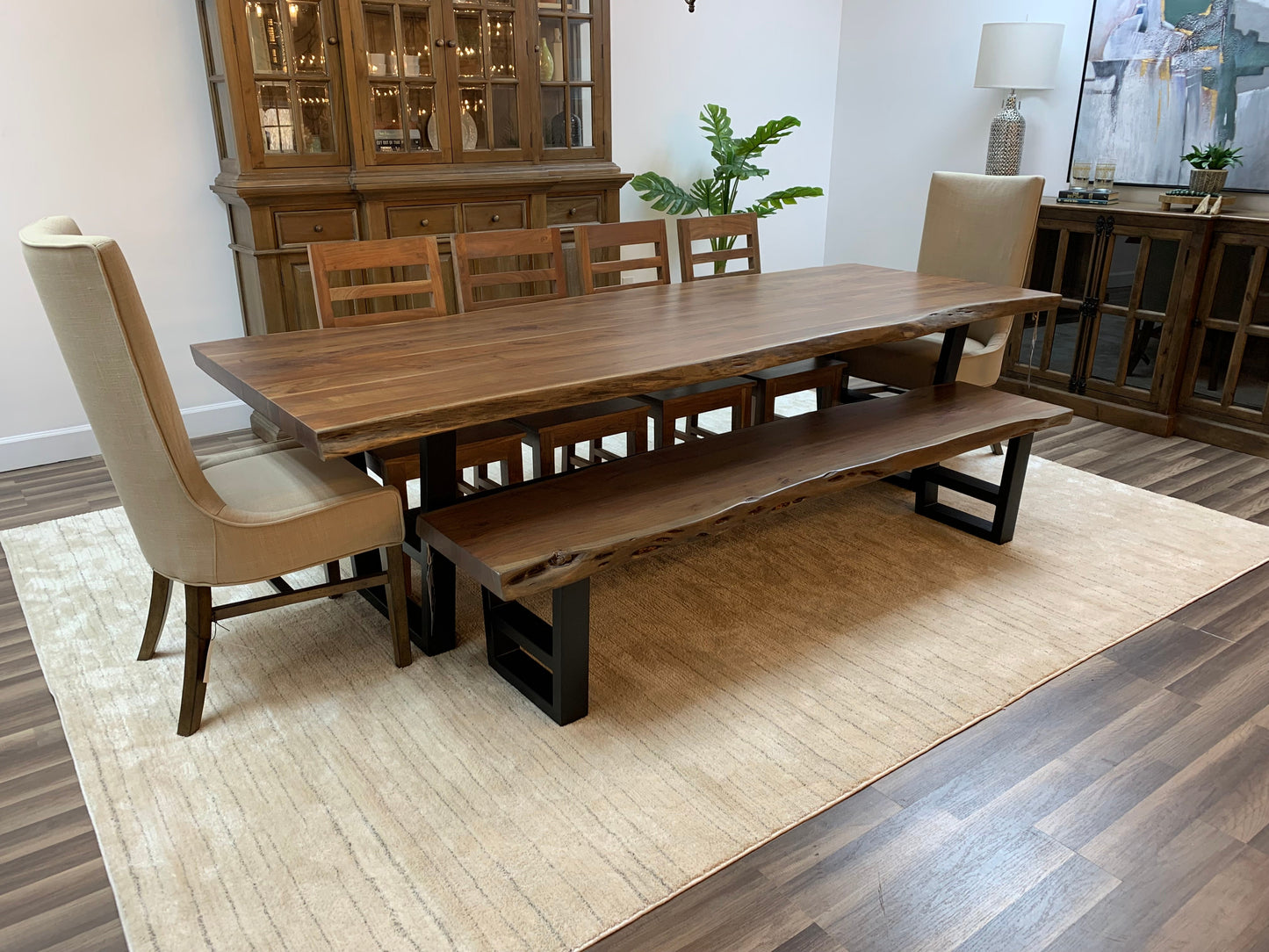Malcolm Acacia 108" Live Edge Dining Table - Natural + Gray